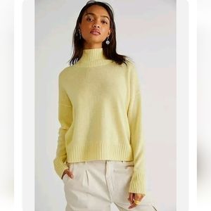 #214- Free People Poppy Cashmere Turtleneck in Yellow NWOT